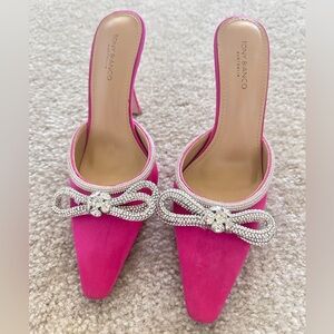 Tony Bianco Ellen hot pink satin heels